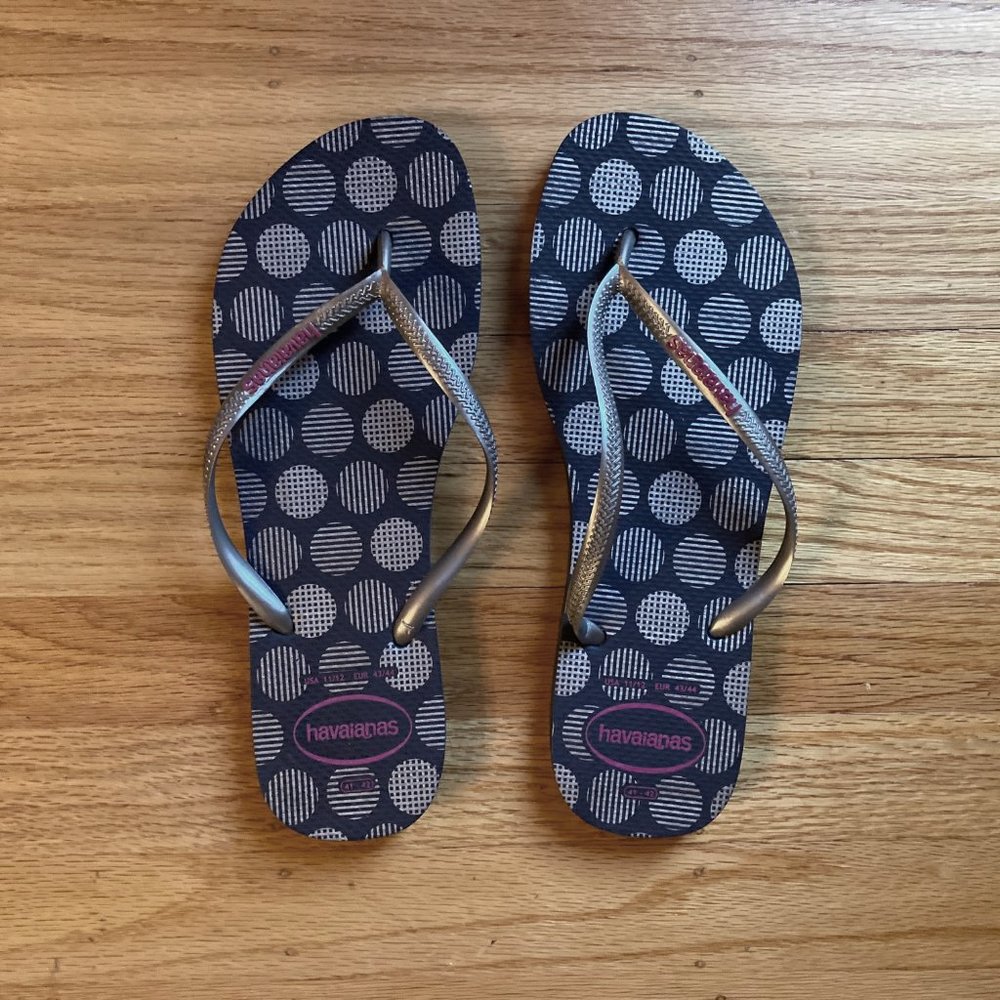 Havaianas Silver Polka Dots Size 11-12